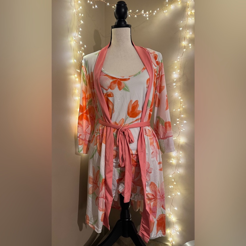 Nanette Lepore Pink Floral Women's Robe and Nightgown Set
